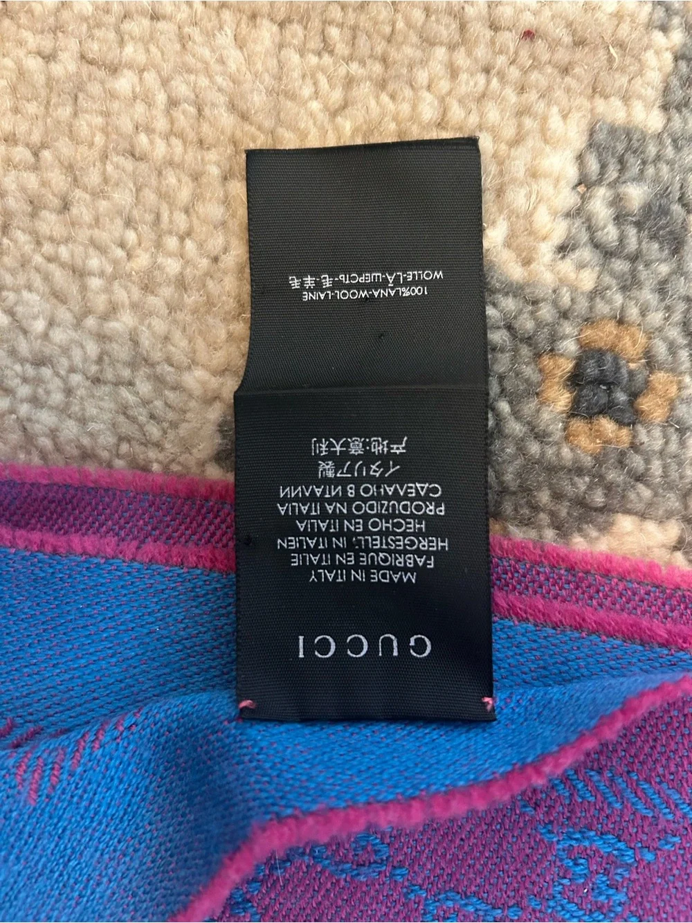 Gucci Purple and Blue GG Jacquard Silk Scarf